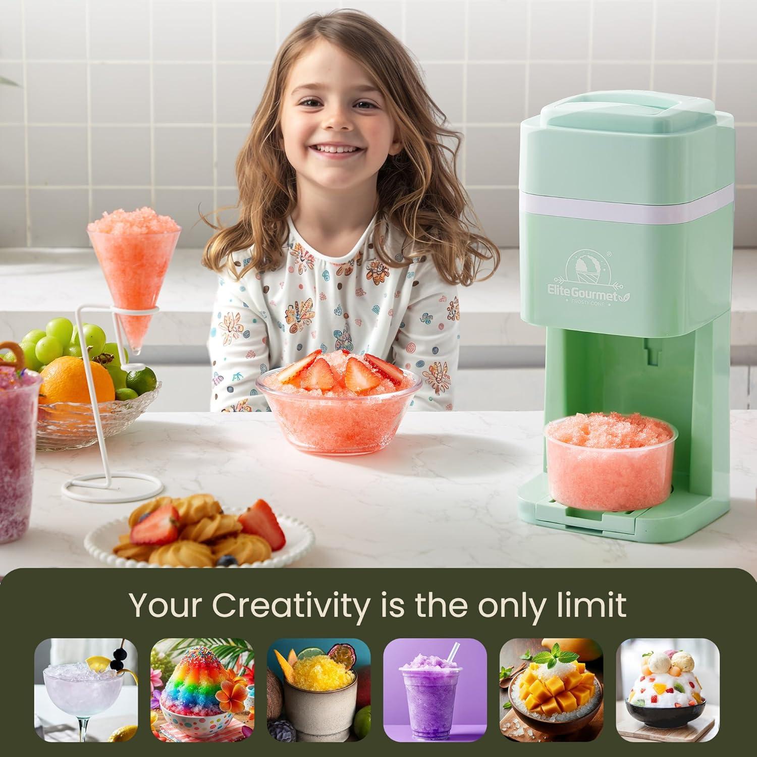 imageElite Gourmet Snow Cone amp Shaved Ice Maker ESI2215P Refreshing Slushies Margaritas Boba Drinks Snow Cone amp Holder and Ice Mold Use Cubed amp Bagged Ice Stainless Steel Shaving Blade PeriwinkleMint