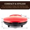 Elite Gourmet 11″ Cheesy Quesadilla Maker, 2-Position Locking Latch For Extra Stuffing, Easy-Slice 6-Wedge, Red(10.65″)