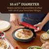 Elite Gourmet 11″ Cheesy Quesadilla Maker, 2-Position Locking Latch For Extra Stuffing, Easy-Slice 6-Wedge, Red(10.65″)