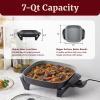 Elite Gourmet 12″ x 12″ x 3″ Ceralast™ PFAS Free Ceramic Electric Skillet, Dishwasher Safe, Xtra Deep Dish, Rapid Heat 1200W, Black(6Qt)