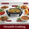 Elite Gourmet 12″ x 12″ x 3″ Ceralast™ PFAS Free Ceramic Electric Skillet, Dishwasher Safe, Xtra Deep Dish, Rapid Heat 1200W, Black(6Qt)