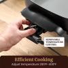 Elite Gourmet 12″ x 12″ x 3″ Ceralast™ PFAS Free Ceramic Electric Skillet, Dishwasher Safe, Xtra Deep Dish, Rapid Heat 1200W, Black(7.5Qt)