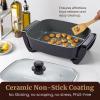 Elite Gourmet 15″ x 12″ x 4″ Electric Skillet, Xtra Deep Dish, Ceralast™ PFAS Free Ceramic, 1500W Rapid Heat, Tempered Glass Vented Lid, Dishwasher Safe, 12.5 Qt., Black/Gray(12.5Qt)