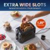 Elite Gourmet ECT1027G Cool-Touch 2 Slice Toaster, 6 Toast Settings & Cancel Function, Extra Wide 1.25” Slots Easily Fits Breads, English Muffins, Bagels & Waffles, Gunmetal Gray(Black)