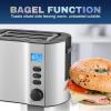 Elite Gourmet ECT1027G Cool-Touch 2 Slice Toaster, 6 Toast Settings & Cancel Function, Extra Wide 1.25” Slots Easily Fits Breads, English Muffins, Bagels & Waffles, Gunmetal Gray(Stainless Steel)