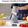 Elite Gourmet EFP593 Rotary Cheese Grater with 3 Stainless-Steel Blades for Slicing, Shredding & Fine Shredding, Strong Suction Base, Dishwasher-Safe, Grey