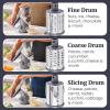 Elite Gourmet EFP593 Rotary Cheese Grater with 3 Stainless-Steel Blades for Slicing, Shredding & Fine Shredding, Strong Suction Base, Dishwasher-Safe, Grey