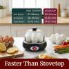 Elite Gourmet EGC007CBL# Rapid Egg Cooker, 7 Easy-To-Peel, Hard, Medium, Soft Boiled Eggs, Poacher, Omelet Maker, Auto Shut-Off, Alarm, 16-Recipe Booklet, BPA-Free, Cobalt(Charcoal Grey)
