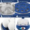 Elite Gourmet EGC007CBL# Rapid Egg Cooker, 7 Easy-To-Peel, Hard, Medium, Soft Boiled Eggs, Poacher, Omelet Maker, Auto Shut-Off, Alarm, 16-Recipe Booklet, BPA-Free, Cobalt(Blue Grey)