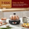 Elite Gourmet EGC007CBL# Rapid Egg Cooker, 7 Easy-To-Peel, Hard, Medium, Soft Boiled Eggs, Poacher, Omelet Maker, Auto Shut-Off, Alarm, 16-Recipe Booklet, BPA-Free, Cobalt(Charcoal Grey)
