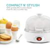Elite Gourmet EGC007CBL# Rapid Egg Cooker, 7 Easy-To-Peel, Hard, Medium, Soft Boiled Eggs, Poacher, Omelet Maker, Auto Shut-Off, Alarm, 16-Recipe Booklet, BPA-Free, Cobalt(Classic White)