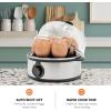 Elite Gourmet EGC1215B Easy Egg Cooker, Stainless-steel Heating Plate, Two-Tiered, 14-Egg Capacity, Soft, Medium, Hard-Boiled, Auto Shut-Off, Omelets, Poached Eggs, Measuring Cup, Piercing Pin, Black(Stainless Steel)