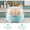 Elite Gourmet EGC1215B Easy Egg Cooker, Stainless-steel Heating Plate, Two-Tiered, 14-Egg Capacity, Soft, Medium, Hard-Boiled, Auto Shut-Off, Omelets, Poached Eggs, Measuring Cup, Piercing Pin, Black(Retro Mint)