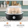 Elite Gourmet EGC1215B Easy Egg Cooker, Stainless-steel Heating Plate, Two-Tiered, 14-Egg Capacity, Soft, Medium, Hard-Boiled, Auto Shut-Off, Omelets, Poached Eggs, Measuring Cup, Piercing Pin, Black(Classic Black)