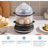 Elite Gourmet EGC314CB Digital Easy Egg Cooker Food Steamer, Poacher, Omelet, Soft, Medium, Hard-Boiled Egg with 6 Programmed Preset Functions, 2-Tiers, Measuring Cup, 14 egg capacity, Black(Charcoal)
