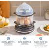 Elite Gourmet EGC314CB Digital Easy Egg Cooker Food Steamer, Poacher, Omelet, Soft, Medium, Hard-Boiled Egg with 6 Programmed Preset Functions, 2-Tiers, Measuring Cup, 14 egg capacity, Black(Black)