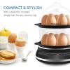 Elite Gourmet EGC314CB Digital Easy Egg Cooker Food Steamer, Poacher, Omelet, Soft, Medium, Hard-Boiled Egg with 6 Programmed Preset Functions, 2-Tiers, Measuring Cup, 14 egg capacity, Black(Charcoal)