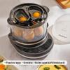 Elite Gourmet EGC314CB Digital Easy Egg Cooker Food Steamer, Poacher, Omelet, Soft, Medium, Hard-Boiled Egg with 6 Programmed Preset Functions, 2-Tiers, Measuring Cup, 14 egg capacity, Black(Charcoal)