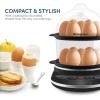 Elite Gourmet EGC314CB Digital Easy Egg Cooker Food Steamer, Poacher, Omelet, Soft, Medium, Hard-Boiled Egg with 6 Programmed Preset Functions, 2-Tiers, Measuring Cup, 14 egg capacity, Black(Black)