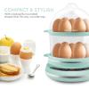 Elite Gourmet EGC314CB Digital Easy Egg Cooker Food Steamer, Poacher, Omelet, Soft, Medium, Hard-Boiled Egg with 6 Programmed Preset Functions, 2-Tiers, Measuring Cup, 14 egg capacity, Black(Mint)