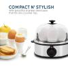Elite Gourmet EGC710DKG Rapid Egg Cooker, 7 Easy-To-Peel, Hard, Medium, Soft Boiled Eggs, Poacher, Omelet Maker, Auto Shut-Off, Alarm, 16-Recipe Booklet, BPA-Free, Ash(Stainless Steel)