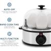 Elite Gourmet EGC710DKG Rapid Egg Cooker, 7 Easy-To-Peel, Hard, Medium, Soft Boiled Eggs, Poacher, Omelet Maker, Auto Shut-Off, Alarm, 16-Recipe Booklet, BPA-Free, Ash(Stainless Steel)