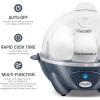 Elite Gourmet EGC710DKG Rapid Egg Cooker, 7 Easy-To-Peel, Hard, Medium, Soft Boiled Eggs, Poacher, Omelet Maker, Auto Shut-Off, Alarm, 16-Recipe Booklet, BPA-Free, Ash(Steel Blue)