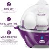 Elite Gourmet EGC710DKG Rapid Egg Cooker, 7 Easy-To-Peel, Hard, Medium, Soft Boiled Eggs, Poacher, Omelet Maker, Auto Shut-Off, Alarm, 16-Recipe Booklet, BPA-Free, Ash(Eggplant)