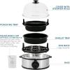 Elite Gourmet EGC710DKG Rapid Egg Cooker, 7 Easy-To-Peel, Hard, Medium, Soft Boiled Eggs, Poacher, Omelet Maker, Auto Shut-Off, Alarm, 16-Recipe Booklet, BPA-Free, Ash(Stainless Steel)