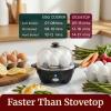Elite Gourmet EGC855SS Easy Egg Cooker, 7-Egg Capacity, Soft, Medium, Hard-Boiled, Omelets, Poached Eggs, Plays Melody when Done, Auto Shut-Off, Measuring Cup, Stainless Steel(Black)