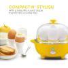 Elite Gourmet EGC855SS Easy Egg Cooker, 7-Egg Capacity, Soft, Medium, Hard-Boiled, Omelets, Poached Eggs, Plays Melody when Done, Auto Shut-Off, Measuring Cup, Stainless Steel(Yellow)