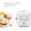 Elite Gourmet EGC855SS Easy Egg Cooker, 7-Egg Capacity, Soft, Medium, Hard-Boiled, Omelets, Poached Eggs, Plays Melody when Done, Auto Shut-Off, Measuring Cup, Stainless Steel(White)