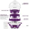 Elite Gourmet Easy Electric 7 Egg Capacity Cooker, Poacher, Omelet Maker, Scrambled, Soft, Medium, Hard Boiled with Auto Shut-Off and Buzzer, BPA Free(Purple)