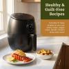 Elite Gourmet Glass Air Fryer, 2.4 Qt Compact Size for 1–2 People, PFAS-Free Ceramic & Glass Basket, Visible Cooking, Adjustable Temp 175–400°F, 1150W, Black(2.1 Quart)