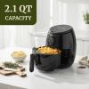 Elite Gourmet Glass Air Fryer, 2.4 Qt Compact Size for 1–2 People, PFAS-Free Ceramic & Glass Basket, Visible Cooking, Adjustable Temp 175–400°F, 1150W, Black(2.1 Quart)