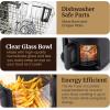 Elite Gourmet Glass Air Fryer, 2.4 Qt Compact Size for 1–2 People, PFAS-Free Ceramic & Glass Basket, Visible Cooking, Adjustable Temp 175–400°F, 1150W, Black(2.4 Quart)