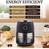 Elite Gourmet Glass Air Fryer, 2.4 Qt Compact Size for 1–2 People, PFAS-Free Ceramic & Glass Basket, Visible Cooking, Adjustable Temp 175–400°F, 1150W, Black(2.4 Quart)
