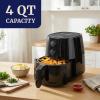 Elite Gourmet Glass Air Fryer, 2.4 Qt Compact Size for 1–2 People, PFAS-Free Ceramic & Glass Basket, Visible Cooking, Adjustable Temp 175–400°F, 1150W, Black(4 Quart)