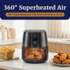 Elite Gourmet Glass Air Fryer, 2.4 Qt Compact Size for 1–2 People, PFAS-Free Ceramic & Glass Basket, Visible Cooking, Adjustable Temp 175–400°F, 1150W, Black(4 Quart)