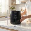 Elite Gourmet Glass Air Fryer, 2.4 Qt Compact Size for 1–2 People, PFAS-Free Ceramic & Glass Basket, Visible Cooking, Adjustable Temp 175–400°F, 1150W, Black(4 Quart)