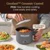 Elite Gourmet NOODLE EXPRESS™ Hot Pot, Prepare Ramen, Rice, Soups, Stews, Boil Water, Stainless-Steel Interior, Glass Lid, High/Low/Off Settings, Grey(Ceramic)
