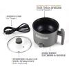 Elite Gourmet NOODLE EXPRESS™ Hot Pot, Prepare Ramen, Rice, Soups, Stews, Boil Water, Stainless-Steel Interior, Glass Lid, High/Low/Off Settings, Grey(Ceramic)