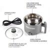 Elite Gourmet NOODLE EXPRESS™ Hot Pot, Prepare Ramen, Rice, Soups, Stews, Boil Water, Stainless-Steel Interior, Glass Lid, High/Low/Off Settings, Grey(Stainless Steel)