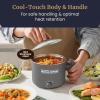 Elite Gourmet NOODLE EXPRESS™ Hot Pot, Prepare Ramen, Rice, Soups, Stews, Boil Water, Stainless-Steel Interior, Glass Lid, High/Low/Off Settings, Grey(Stainless Steel)