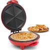Elite Gourmet 11″ Cheesy Quesadilla Maker, 2-Position Locking Latch For Extra Stuffing, Easy-Slice 6-Wedge, Red(8″)