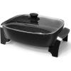 Elite Gourmet 12″ x 12″ x 3″ Ceralast™ PFAS Free Ceramic Electric Skillet, Dishwasher Safe, Xtra Deep Dish, Rapid Heat 1200W, Black(10.5Qt)