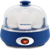 Elite Gourmet EGC007CBL# Rapid Egg Cooker, 7 Easy-To-Peel, Hard, Medium, Soft Boiled Eggs, Poacher, Omelet Maker, Auto Shut-Off, Alarm, 16-Recipe Booklet, BPA-Free, Cobalt(Blue Grey)