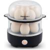 Elite Gourmet EGC1215B Easy Egg Cooker, Stainless-steel Heating Plate, Two-Tiered, 14-Egg Capacity, Soft, Medium, Hard-Boiled, Auto Shut-Off, Omelets, Poached Eggs, Measuring Cup, Piercing Pin, Black(Black)