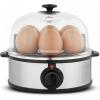 Elite Gourmet EGC1215B Easy Egg Cooker, Stainless-steel Heating Plate, Two-Tiered, 14-Egg Capacity, Soft, Medium, Hard-Boiled, Auto Shut-Off, Omelets, Poached Eggs, Measuring Cup, Piercing Pin, Black(Stainless Steel)