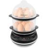 Elite Gourmet EGC314CB Digital Easy Egg Cooker Food Steamer, Poacher, Omelet, Soft, Medium, Hard-Boiled Egg with 6 Programmed Preset Functions, 2-Tiers, Measuring Cup, 14 egg capacity, Black(Charcoal)